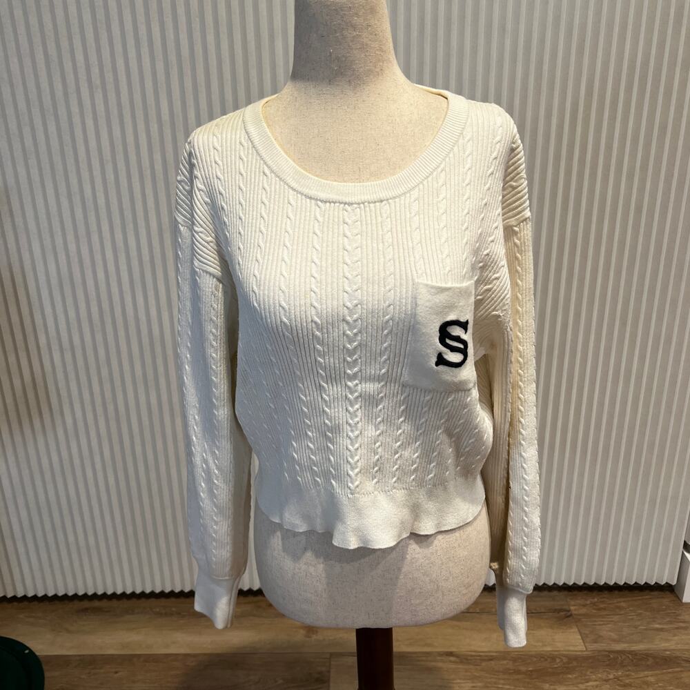 SANDRO Women's Dorian Cropped Sweater In Ecru - Picture 4 of 10